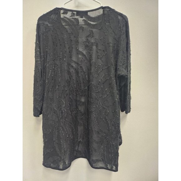 Kaktus Womens Textured Waterfall Cardigan Small Black Open Front Lightweight - Picture 10 of 11